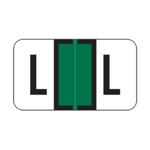 Jeter Alpha Labels, 2800-Series, 15/16 H x 1 5/8 W, Letter L, Green, 500/Roll, JEAM-L