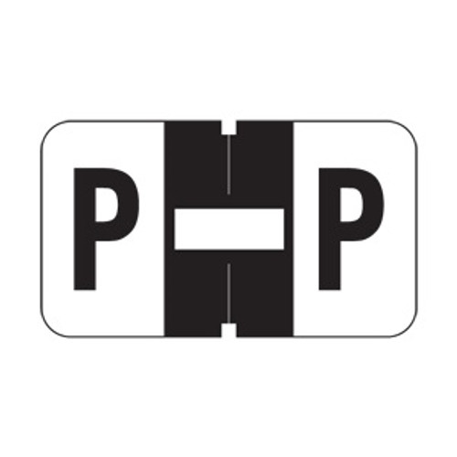 Jeter Alpha Labels, 2800-Series, 15/16 H x 1 5/8 W, Letter P, Black, 500/Roll, JEAM-P