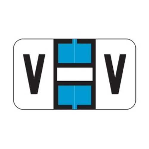 Jeter Alpha Labels, 2800-Series, 15/16 H x 1 5/8 W, Letter V, Blue, 500/Roll, JEAM-V