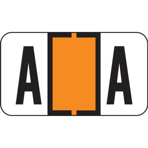 Jeter Alpha Labels, 7200-Series, 15/16 H x 1 5/8 W, Letter A, Orange, 500/Roll