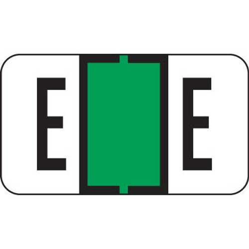 Jeter Alpha Labels, 7200-Series, 15/16 H x 1 5/8 W, Letter E, Green, 500/Roll