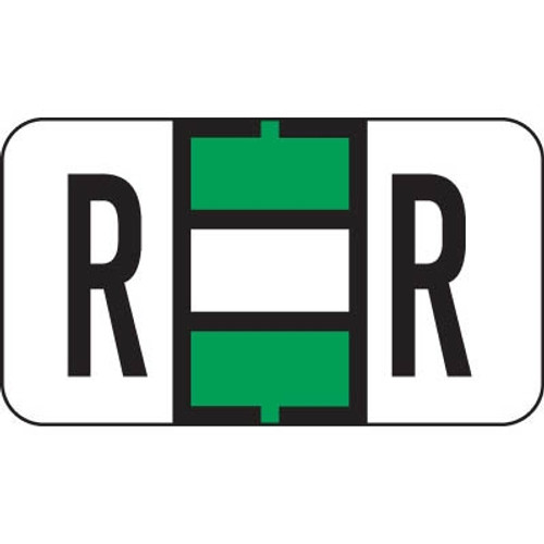 Jeter Alpha Labels, 7200-Series, 15/16 H x 1 5/8 W, Letter R, Green, 500/Roll