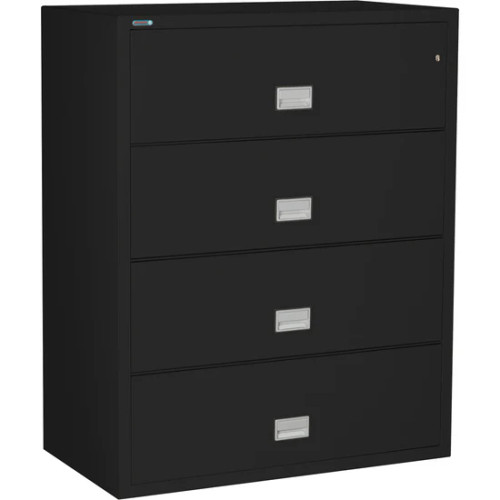 Phoenix LAT4W44CBL 44 inch wide lateral fireproof file cabinet in black finish
