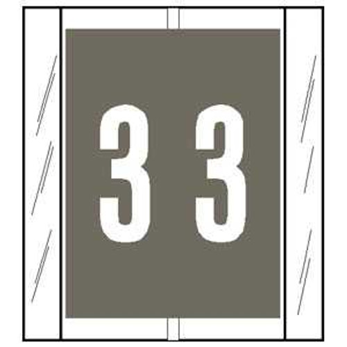 SFI Numeric Labels, 12800 Series, 1 2/3 H x 1 1/2 W, Number 3, Gray (12803)