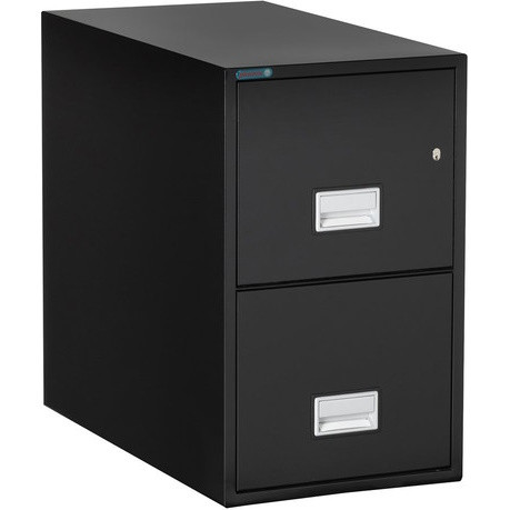 Phoenix LTR2W Letter Size Fireproof File Cabinet, 2-Drawer, Letter Size, 31" Deep, Black, Closed