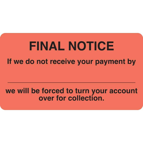 FINAL NOTICE Label, 3-1/4"W X 1-3/4"H, 250/RL (MAP1580)