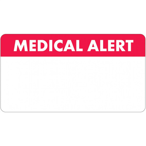 Medical Alert Label, Red, 3-1/4 x 1-3/4, Roll/250