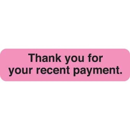 Billing and Collection Labels, Thank You For Payment, 1-1/4 x 5/16, Fl. Pink/Black, 500/Roll (MAP436)