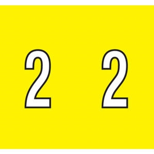 Kardex Numeric Labels, PSF-138 Series, Number 2, 1-1/2 x 1-1/4, Yellow, 500/RL