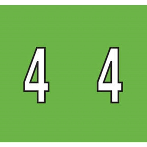 Kardex Numeric Labels, PSF-138 Series, Number 4, 1-1/2 x 1-1/4, Green, 500/RL