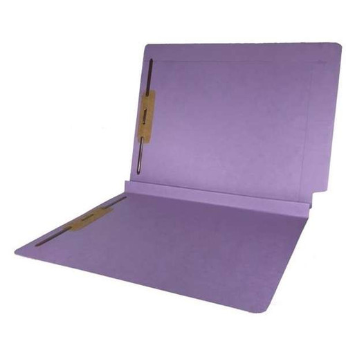 Colored End Tab Fastener Folders, 1-1/2 Expansion, Letter Size, Lavender, 50/Bx