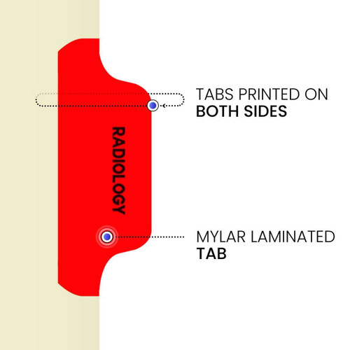 Side Rails Radiology Radiology Chart Dividers, Side Tab, Red Tab, 100/Box