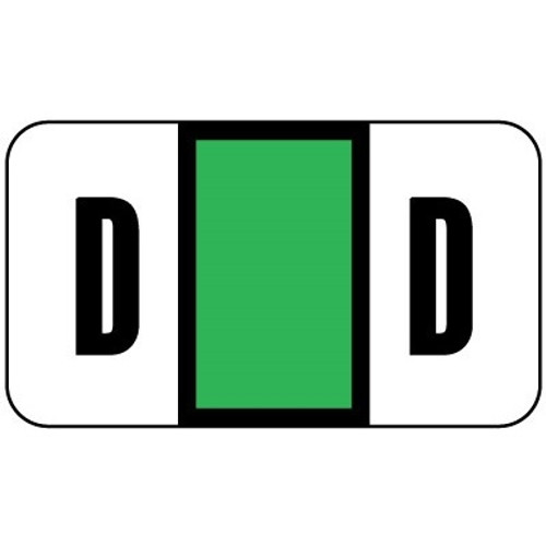 Safeguard Alpha Labels, 514-Series, 15/16 H x 1 5/8 W, Letter D, Light Green, 500/Roll (SGAM-D)
