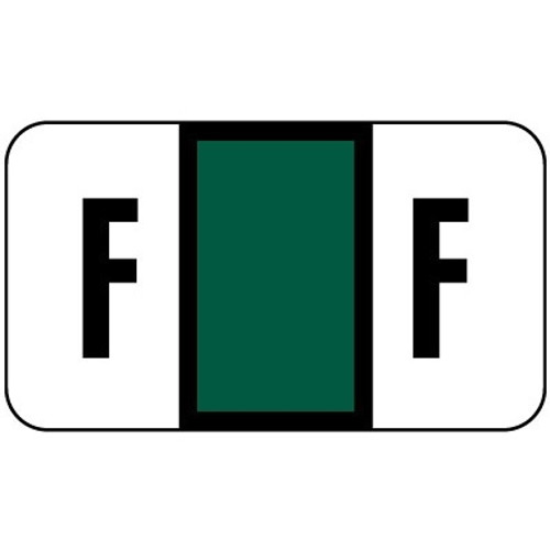 Safeguard Alpha Labels, 514-Series, 15/16 H x 1 5/8 W, Letter F, Dk Green, 500/Roll (SGAM-F)