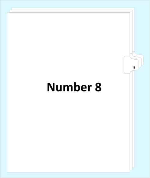 Number 8 Legal Index Tabs, Letter Size Side Tab Dividers, 25 Pack