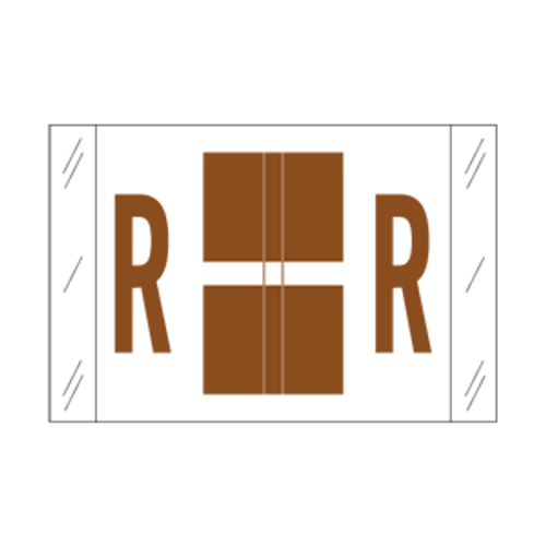 Tab Alpha Code Labels Letter R Brown 14118