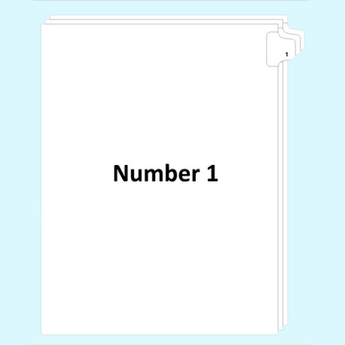 Legal index tabs number 1, side tab, letter size