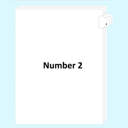Legal index tabs number 2, side tab, letter size