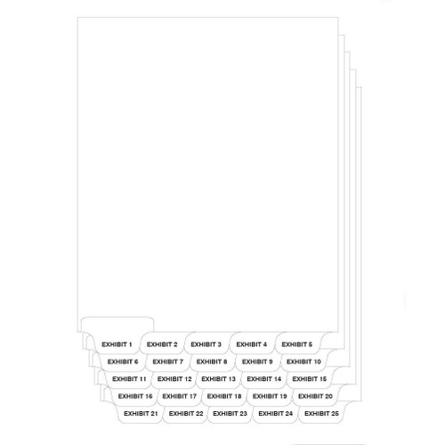 Exhibit 26-50 Legal Index Tabs - Collated, Bottom Tab, Letter Size, 25 Tabs per Set