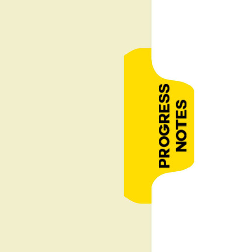 "Progress Notes" - Side Tab Fileback Divider with Fastener - Position 2 - Yellow - Zoomed Image