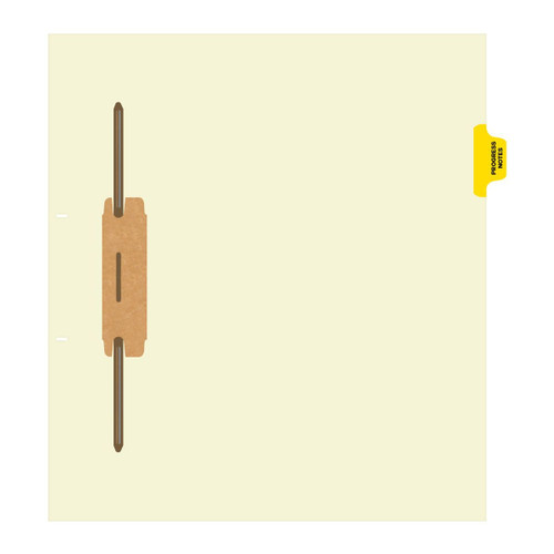"Progress Notes" - Side Tab Fileback Divider with Fastener - Position 2 - Yellow - Full Image