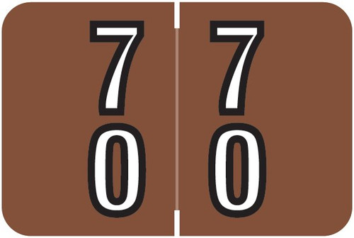 Barkley Systems Numeric Label - FDDBM Series (Rolls), 70-79, Brown, 500 per Roll, BXDM-70-B45