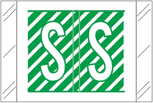 Tabbies 12000-Series compatible alphabetic label, Letter S, Dark Green, 1 inch x 1.5 inch, 500 labels per roll