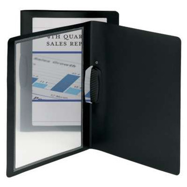 Smead Frame View Poly Report Cover w/ Swing Clip, Side Fastener, Up to 30 Sheets, Letter (Portrait Orientation), Black/Clear Front, 5/Pack