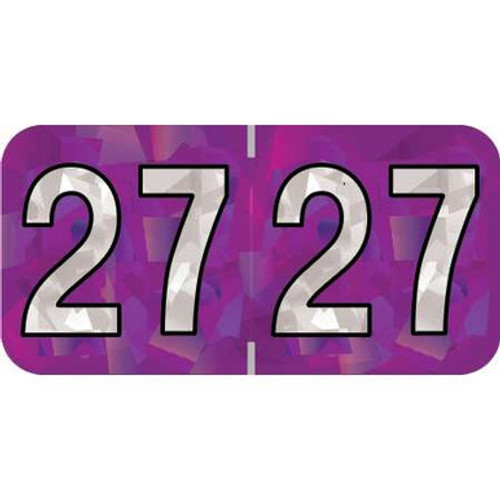 2027 Holographic Purple Year Label – PMA-Compatible, 3/4 x 1-1/2, 500/Roll 2027 Holographic Purple Year Label – PMA-Compatible, 3/4 x 1-1/2, 500/Roll