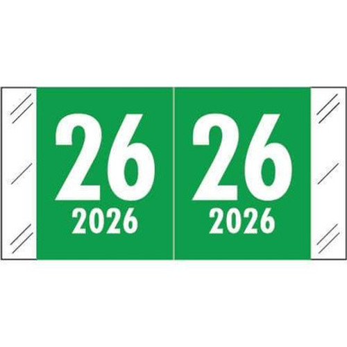 Col'R'Tab Compatible Year Label 2026 – Dark Green, CLYM Series, 3/4" x 1-1/4"