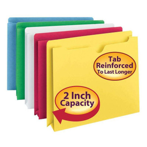 Smead Expanding File Jackets – Reinforced Tab, 2" Expansion, Assorted Colors, Letter Size