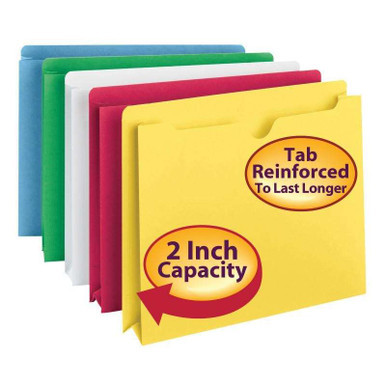 Smead Expanding File Jackets - Reinforced Tab, 2" Expansion, Assorted Colors, Letter Size