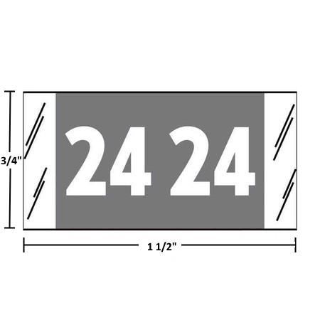 Col’R’Tab 51700 2024 year label, gray, 3/4" x 1-1/2", 500/roll