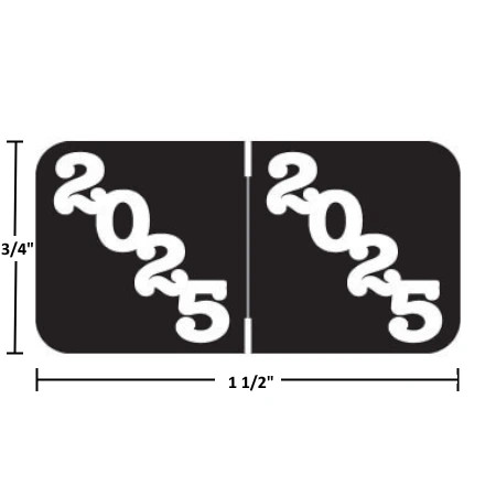 Jeter Compatible JTYM-25 Year Labels – 2025 Black, 3/4" x 1-1/2", 500/Roll