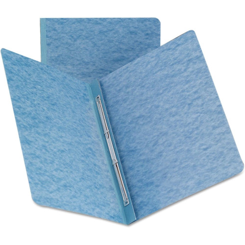 Blue Smead PressGuard report cover shown open with side metal prong fastener