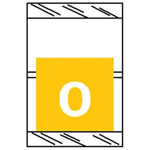 Close-up of COL'R'TAB 11050 numeric label number 0 in yellow with laminated wrap-around design