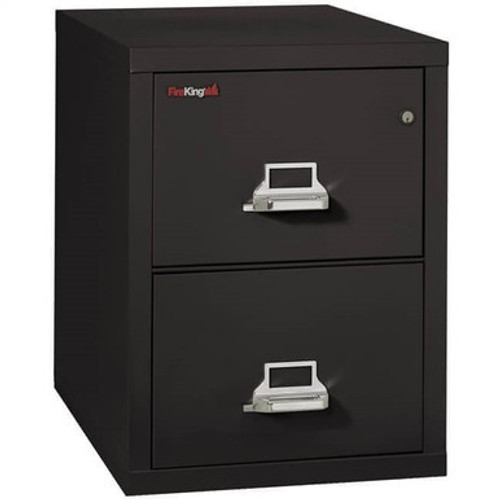 FireKing Classic 2-Drawer Letter Size File Cabinet, 31" Deep, 1-Hour Fireproof, Black