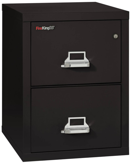 FireKing File Cabinet, 1-Hour Fire Resistant, 2-Drawer, Legal Size, 25" Deep, Black