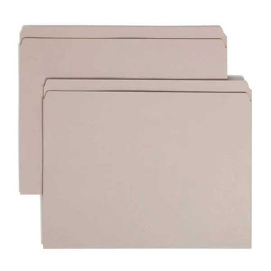 Smead Reinforced Tab File Folders - Straight-Cut Tab, Letter Size, Gray, 1 Fastener (Not Pictured), 50/Box