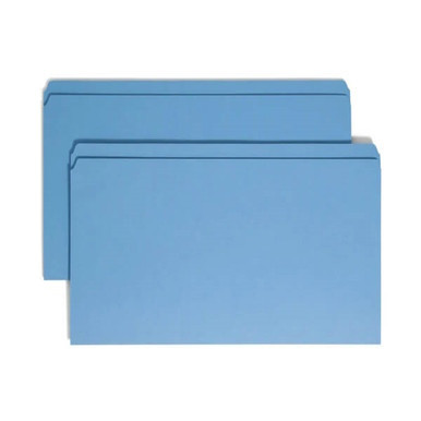 Smead Reinforced Tab File Folders - Straight-Cut Tab, Legal Size, Blue, 100/Box