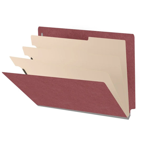 End Tab Classification Folders - 3 Dividers, Dark Red, 25pt Pressboard, Letter Size, 10/Box DV-S43-38-3ARD