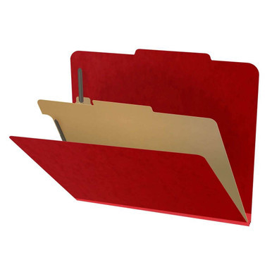 Deep Red top tab classification folder with one interior divider and 4 fasteners, letter size (DV-T42-14-3DRD)