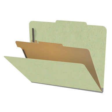 Peridot pressboard top tab classification folder with one interior divider and 4 fasteners, letter size (DV-T42-14-3PER)