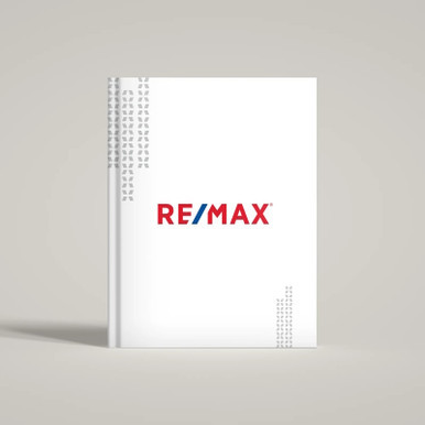 RE/MAX Dawn White hardcover presentation cover with RE/MAX logo, letter size, portrait orientation