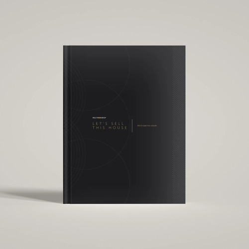 Front view of Realty ONE Group black hardcover presentation cover with branded typography.