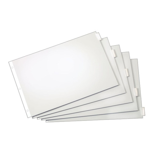 Cardinal 11 x 17 paper insertable index dividers with five clear tabs and reinforced binding edge