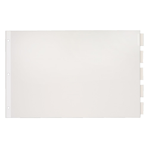 Stacked view of Cardinal 11 x 17 white paper index dividers with 5 insertable clear tabs
