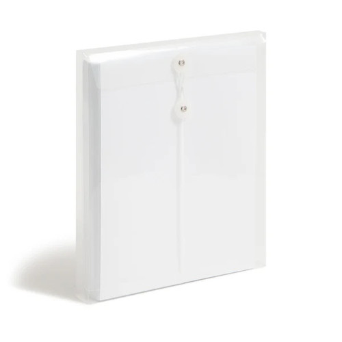 Clear Smead poly envelope with string tie closure, letter size expanding document envelope