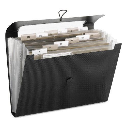 Smead Step Index Organizer with 12 section expanding pockets and tiered tabs for easy viewing of A to Z and monthly file sections.