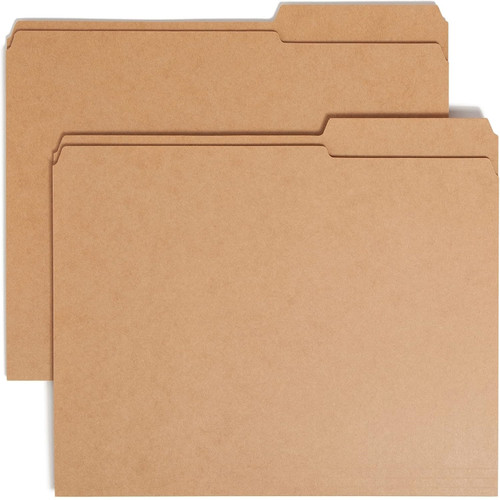 Smead 10786 kraft file folders with reinforced 2/5-cut right position guide-height tabs for letter size documents